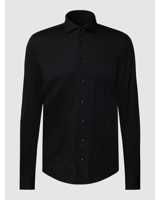 Profuomo Slim Fit Zakelijk Overhemd Van Katoen Met Stretch in het Blue voor heren