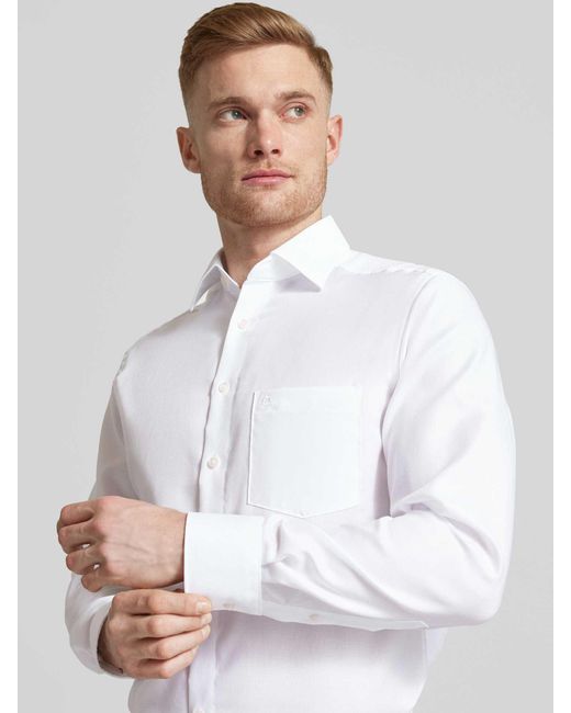 Olymp Modern Fit Zakelijk Overhemd Met Kentkraag in het White voor heren