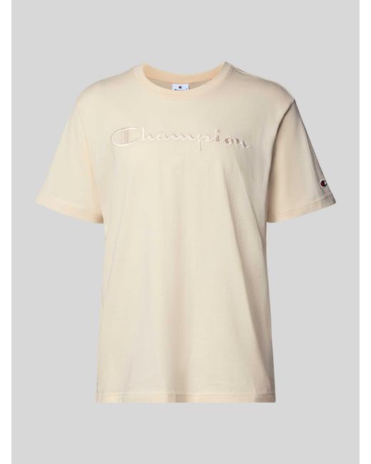 Champion T-shirt Met Labelstitching in het Natural voor heren