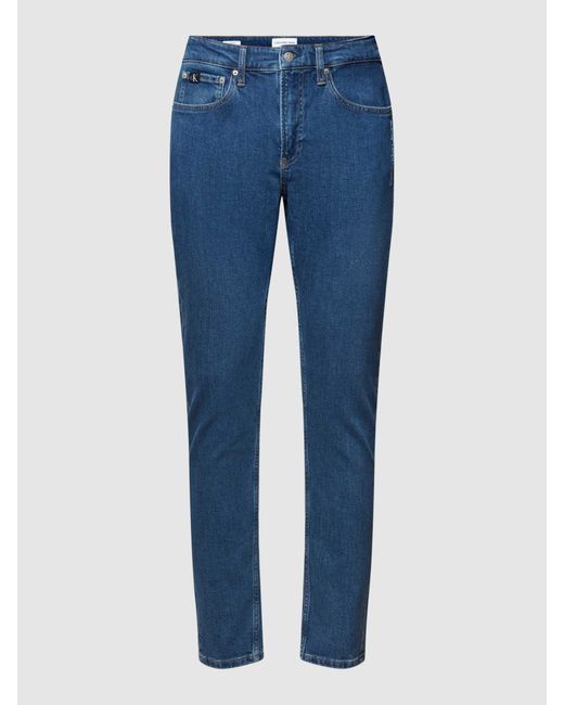 Calvin Klein Slim Fit Jeans mit Label-Stitching in Blue für Herren