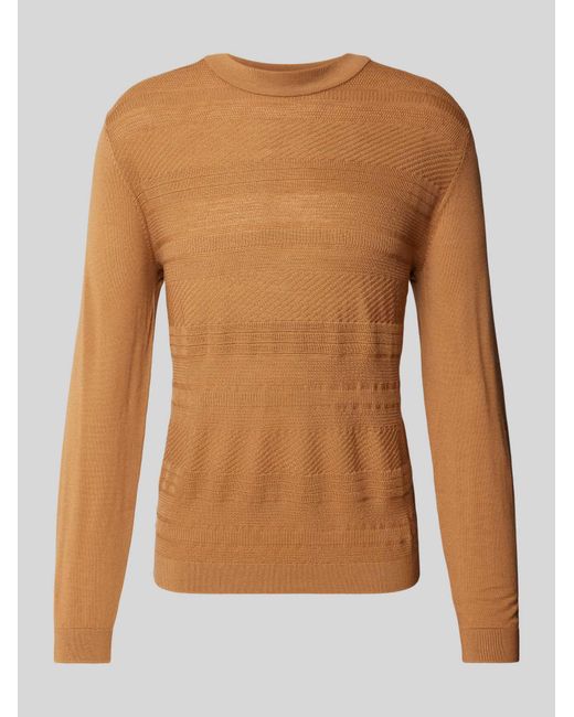 SELECTED Wollen Pullover Met Structuurmotief in het Brown voor heren