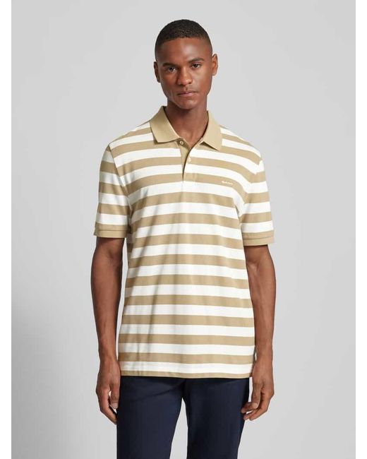 Gant Poloshirt mit Label-Stitching Modell 'STRIPE' in Natural für Herren