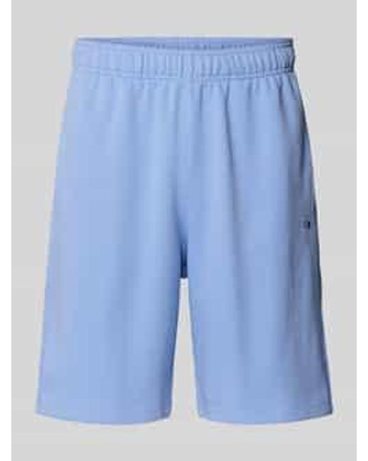 Champion Relaxed Fit Sweatbermuda Met Logostitching, Model 'Icons' in het Blue voor heren
