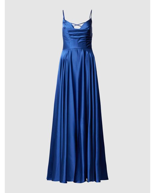 Luxuar Blue Abendkleid mit Wasserfallausschnitt