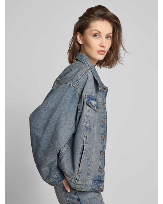Mango Blue Jeansjacke mit Brusttaschen Modell 'KIMBERLY'