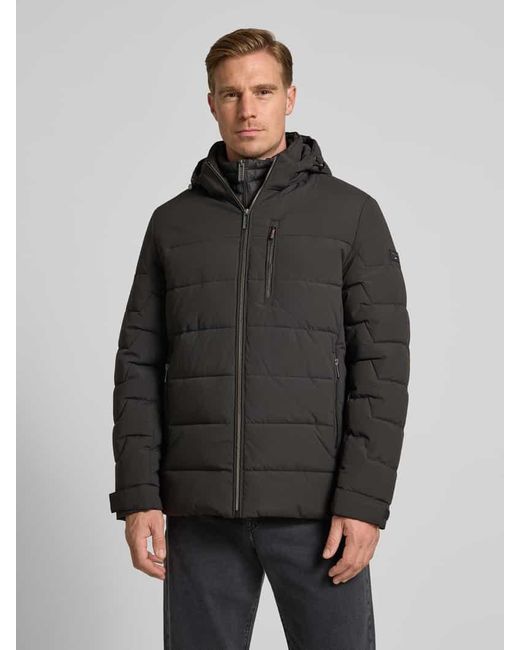 Bugatti Steppjacke mit Kapuze und Reißverschlusstaschen in Black für Herren
