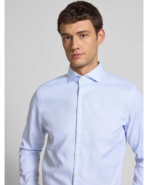 Profuomo Regular Fit Zakelijk Overhemd Met Haaikraag, Model 'Cutaway' in het Blue voor heren