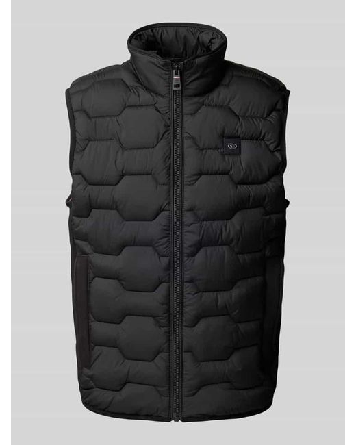 Tom Tailor Regular Fit Steppweste Mit Stehkragen in Black für Herren