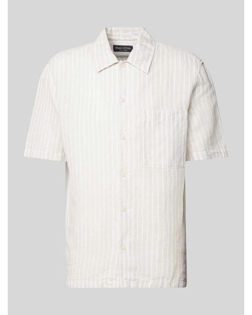 Marc O' Polo Regular Fit Leinenhemd mit Streifenmuster in White für Herren