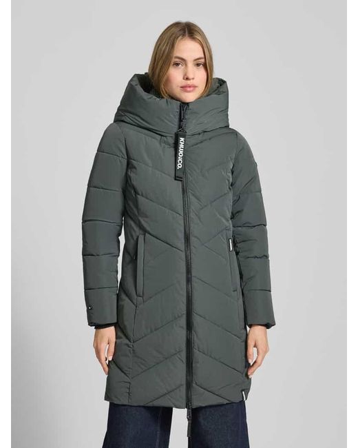 Khujo Gray Regular Fit Steppmantel mit Logo-Print Modell 'Darka'