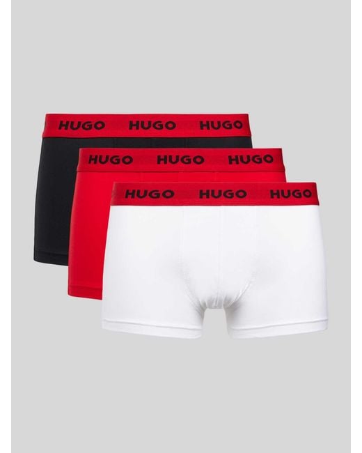 HUGO Trunks mit elastischem Logo-Bund im 3er-Pack in Red für Herren
