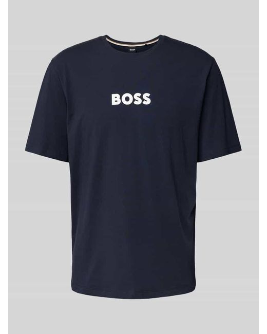 Boss Pyjama-Oberteil mit Label-Print Modell 'Easy' in Blue für Herren