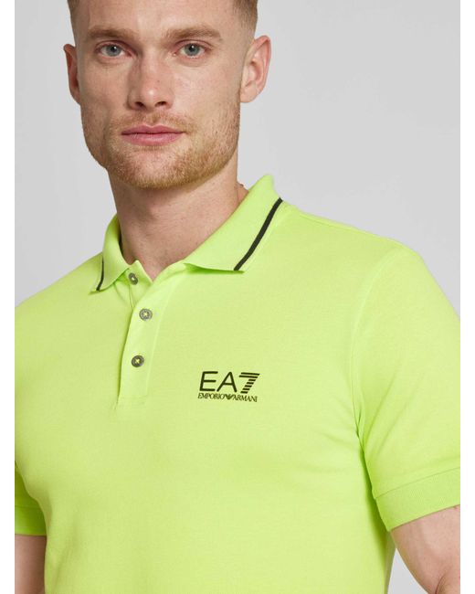 EA7 Slim Fit Poloshirt Met Labelprint in het Yellow voor heren