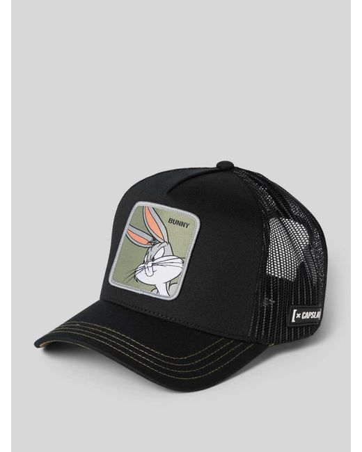 Capslab Trucker Cap mit Motiv-Badge Modell 'Bunny' in Black für Herren