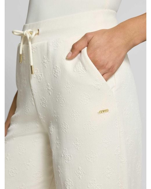 Guess Wide Leg Stoffen Broek Met Structuurmotief, Model 'Peony' in het White