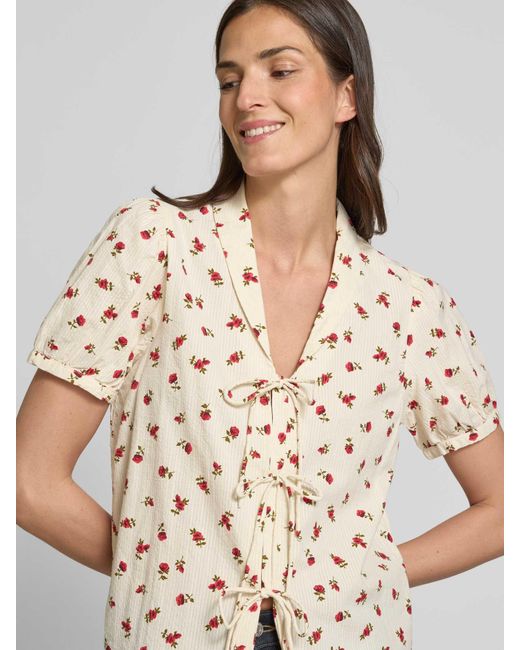 Ichi Regular Fit Blouse Met Vetersluiting, Model 'Rosey' in het Natural