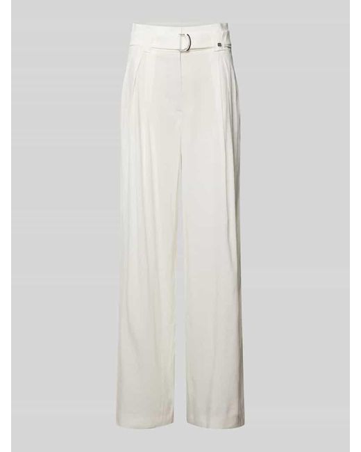 Marc Cain White Wide Fit Leinenhose Mit Bundfalten