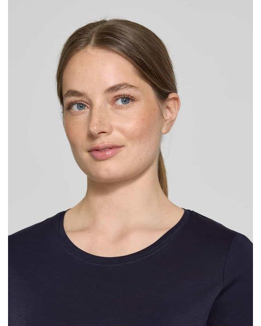 S.oliver Blue Slim Fit T-Shirt aus reiner Baumwolle in Interlockjersey-Qualität