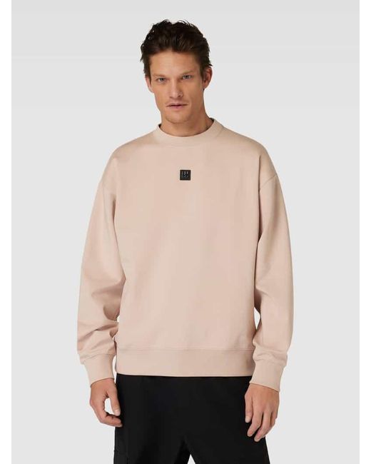 HUGO Sweatshirt mit Label-Patch in Natural für Herren
