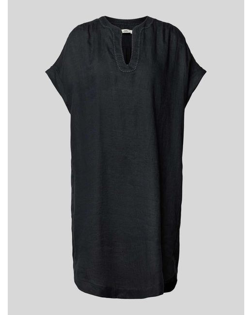 0039 Italy Black Knielanges Kleid mit Kappärmeln Modell 'Noralie'
