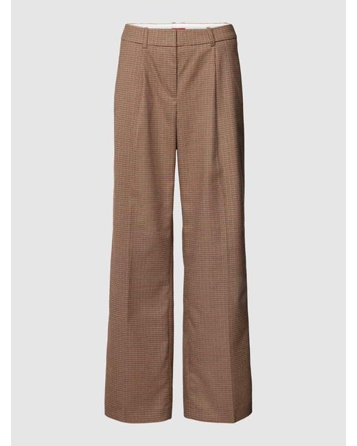 Esprit Brown Flared Cut Bundfaltenhose Mit Karomuster