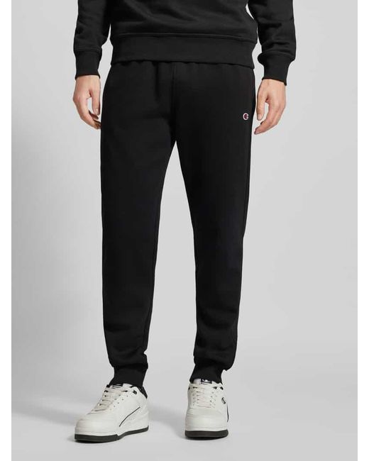 Champion Regular Fit Sweatpants mit Logo-Stitching in Black für Herren