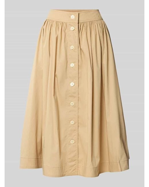 Ralph Lauren Natural Midirock mit Knopfleiste