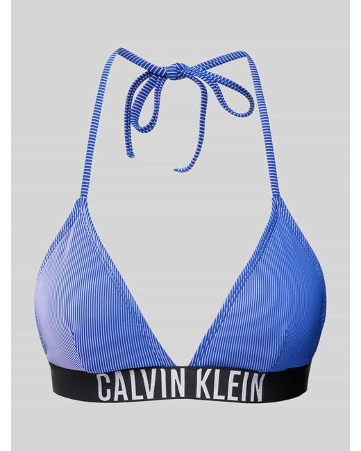 Calvin Klein Blue Bikini-Oberteil mit elastischem Label-Bund