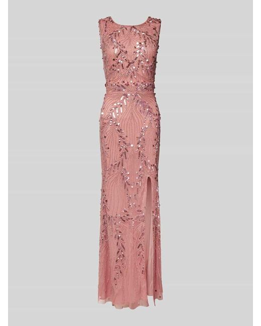 LACE & BEADS Pink Abendkleid mit Paillettenbesatz
