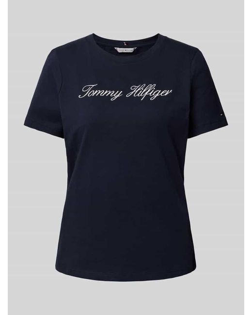 Tommy Hilfiger Blue T-Shirt mit Label-Stitching