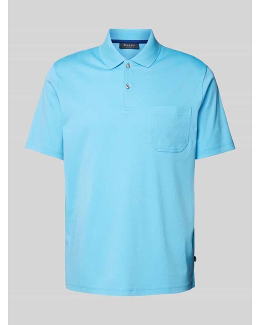 maerz muenchen Regular Fit Poloshirt mit Brusttasche in Blue für Herren