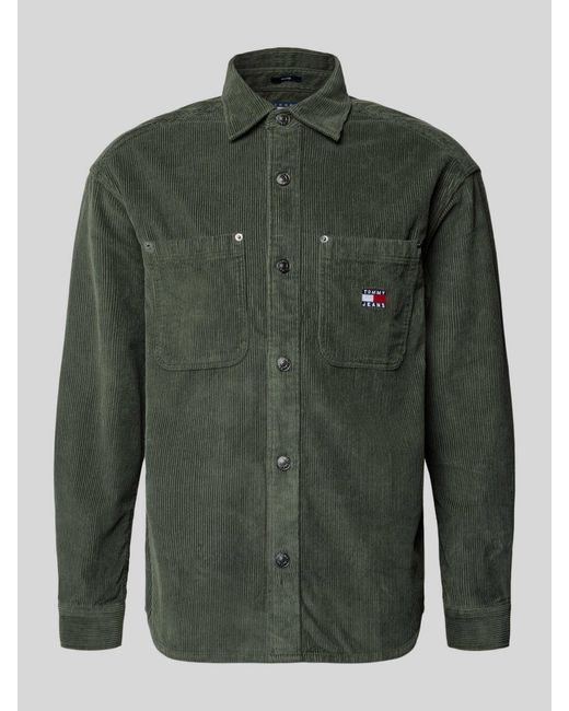 Tommy Hilfiger Relaxed Fit Ribcordoverhemd Van Puur Katoen in het Green voor heren