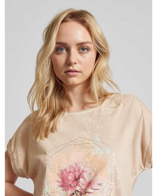 QS Natural T-Shirt mit Motiv-Print Modell 'Mandala'