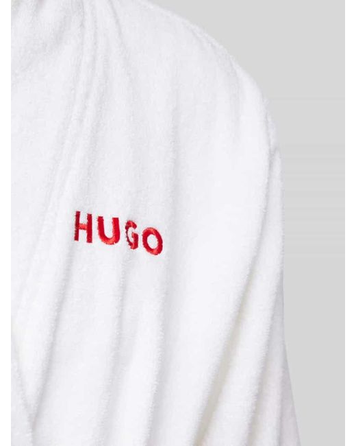 HUGO Bademantel mit Label-Stitching Modell 'Terry' in White für Herren
