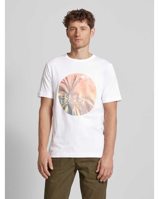Tom Tailor T-Shirt mit Motiv-Print in White für Herren