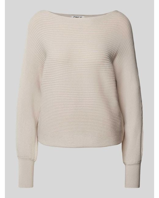 ONLY Gebreide Pullover Met Boothals in het Natural