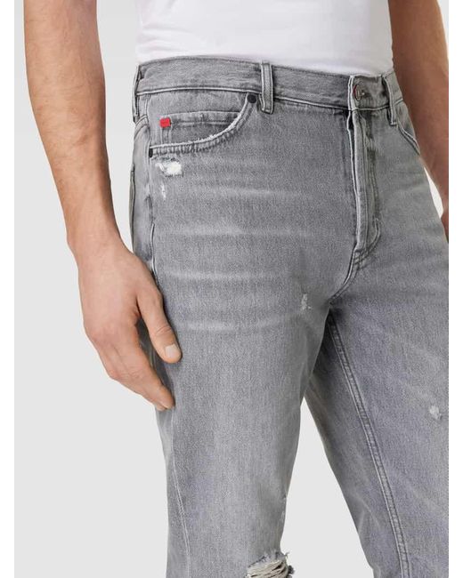 HUGO Tapered Fit Jeans im Destroyed-Look in Gray für Herren
