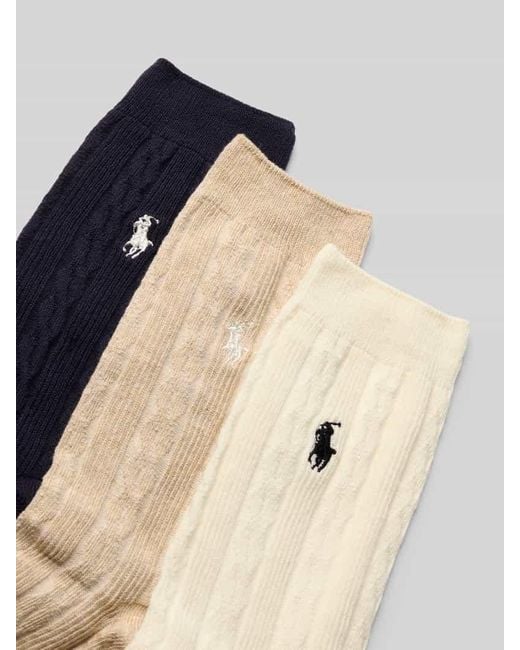 Polo Ralph Lauren Natural Socken mit Zopfmuster im 3er-Pack