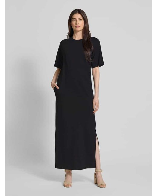 SELECTED Black Maxikleid mit Eingrifftaschen und Gehschlitz