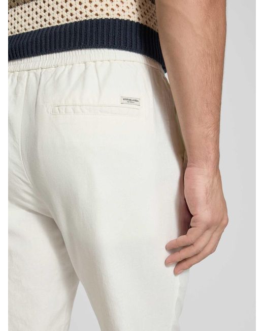 Scotch & Soda Tapered Fit Stoffen Broek Met Tunnelkoord, Model 'Warren' in het White voor heren