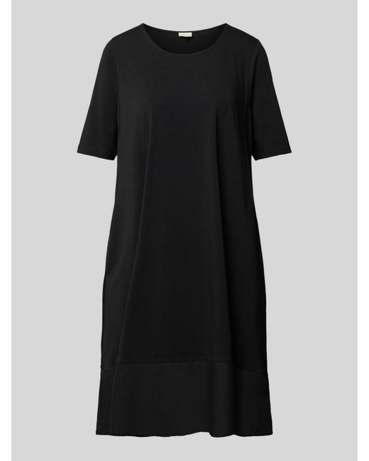 Milano Italy Black Knielanges T-Shirt-Kleid mit Rundhalsausschnitt