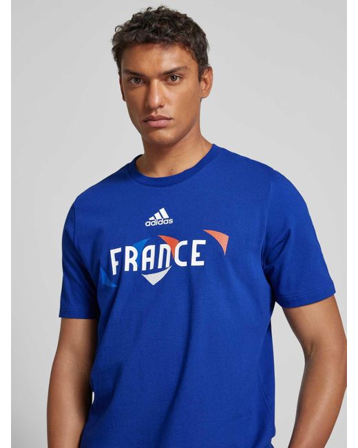 Adidas T-Shirt mit Label-Print Modell 'FRANCE' in Blue für Herren