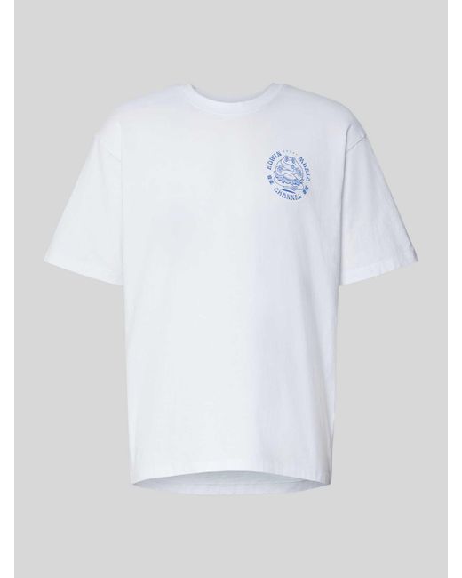 Edwin T-Shirt Met Labelprint, Model Music Channel' in het White voor heren