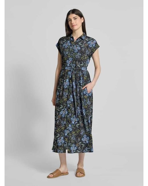 Jake*s Blue Hemdblusenkleid Aus Viskose Mit Bindegürtel