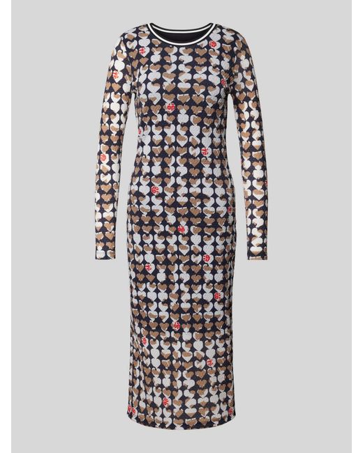 Marc Cain Midi-jurk Met Geribde Ronde Hals in het White