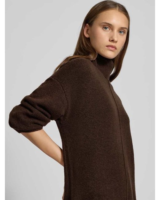Pieces Brown Oversized Strickkleid mit Wollanteil Modell 'MALOU'