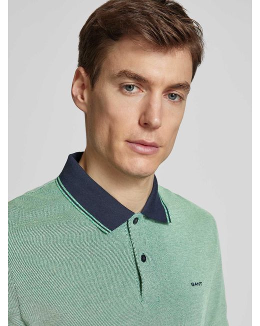 Gant Regular Fit Poloshirt Met Labelstitching in het Green voor heren