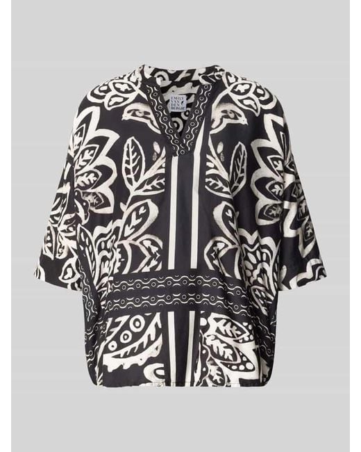 Emily Van Den Bergh Black Blusenshirt mit V-Ausschnitt
