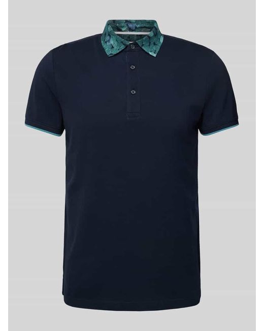 S.oliver Slim Fit Poloshirt mit Kontraststreifen Modell 'Coral' in Blue für Herren