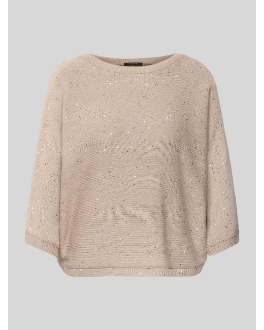 Comma, Gebreide Pullover Met 3/4-mouwen in het Natural